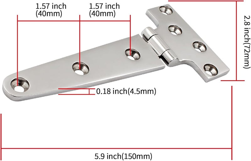 Laorde 316 Stainless Steel T Hinges Marine Grade Heavy Duty Boat Hatch Hinge Casting Cabinet Hardware Door Hinge with Screws - Image 3